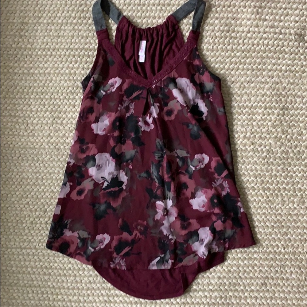 Xhilaration Purple Flower Tank Top Size S